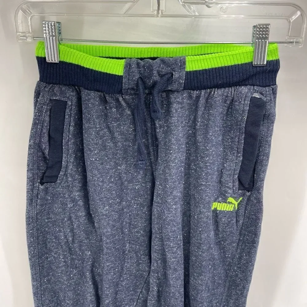 Puma Boys Jogger Sweatpants Pull On Active Pocket Blue Green Size Medium 10/12